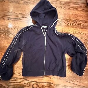 Navy Hoodie w/ white stitch details and full sleeves!  Very good used condition